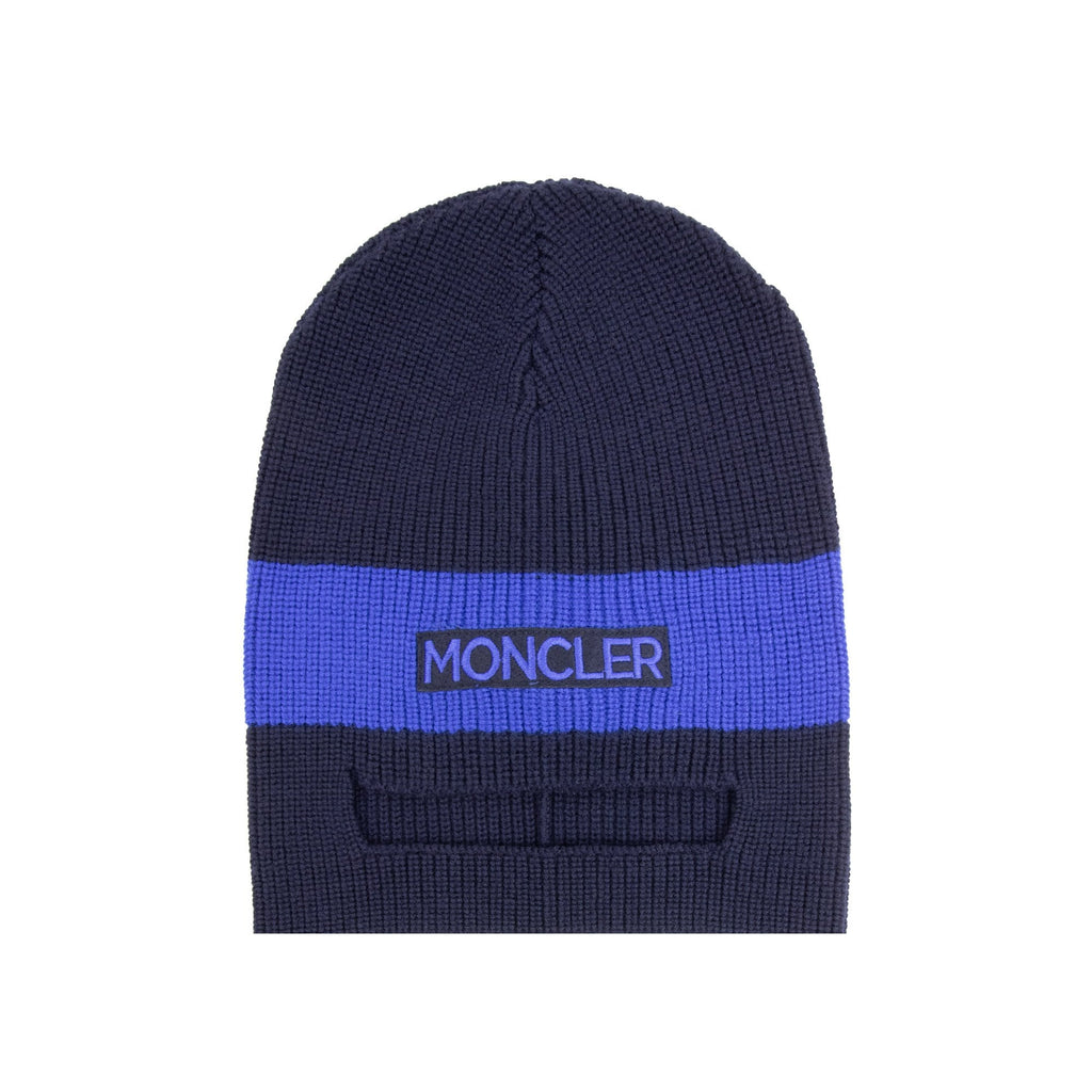 Moncler Eye Slit Embroidered Logo Beanie Navy 778