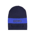 Moncler Eye Slit Embroidered Logo Beanie Navy 778