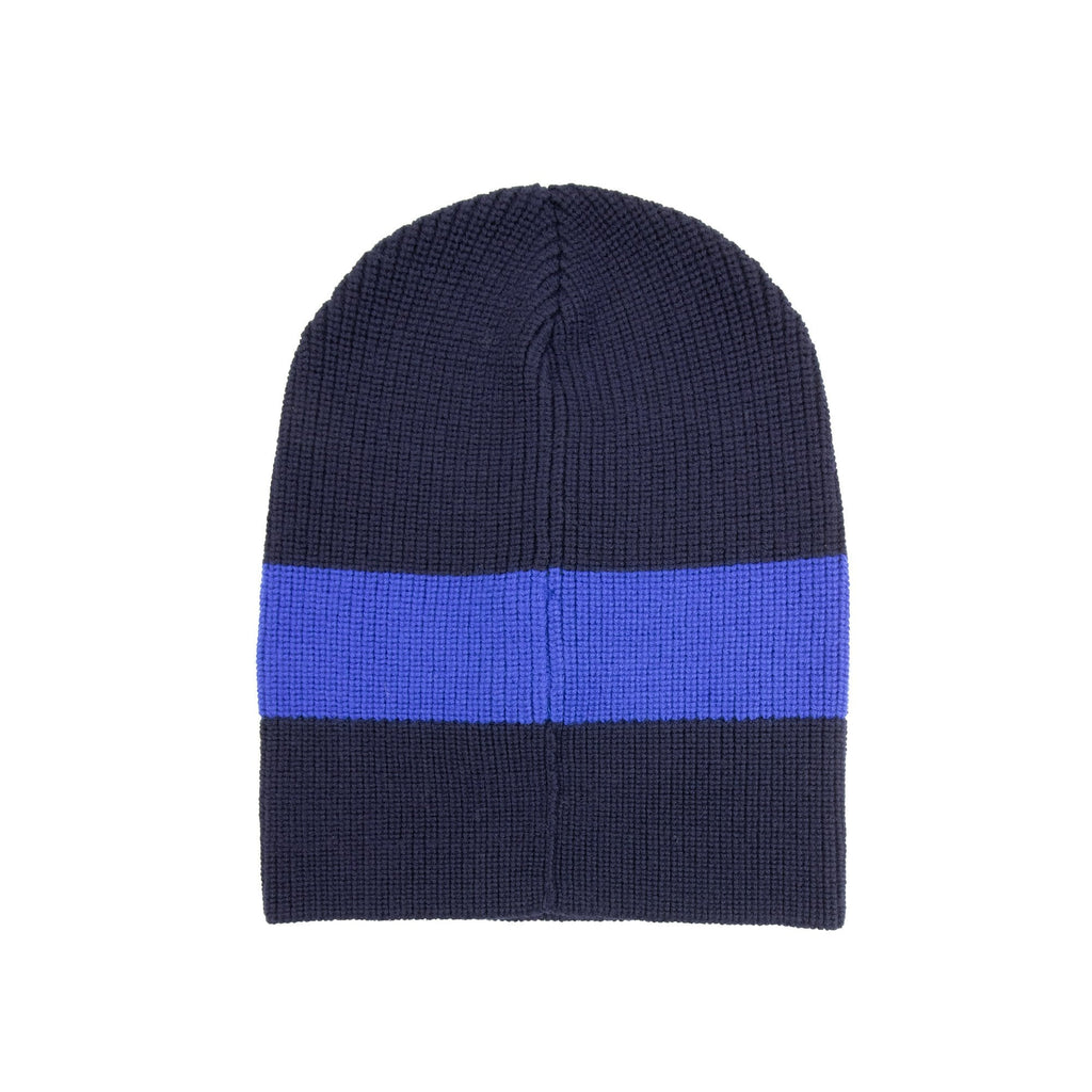Moncler Eye Slit Embroidered Logo Beanie Navy 778