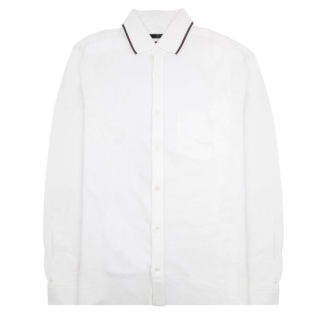 Gucci Web Detail Long Sleeve Cotton Shirt White 9000