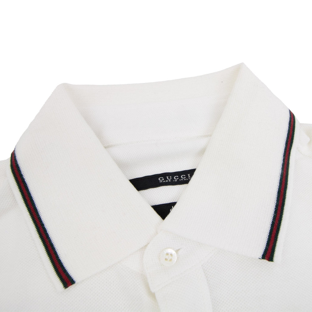 Gucci Web Detail Long Sleeve Cotton Shirt White 9000