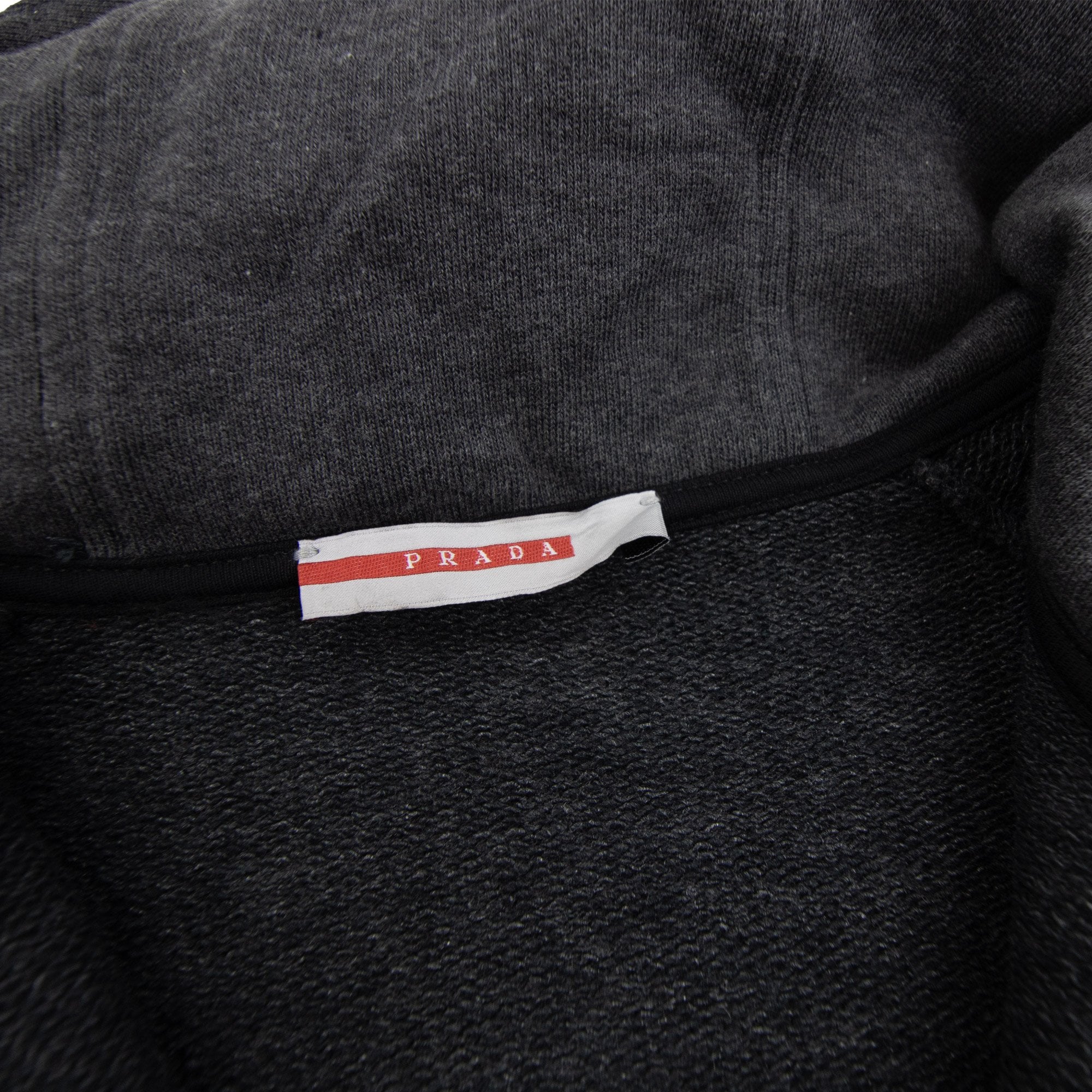Prada Re Nylon Hood Zip Up Sweatshirt Dark Grey