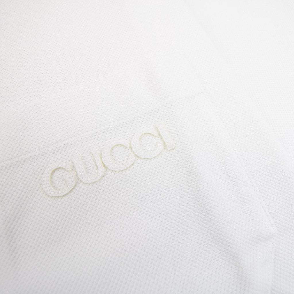 Gucci Embroidered Stretch Cotton Polo Shirt White