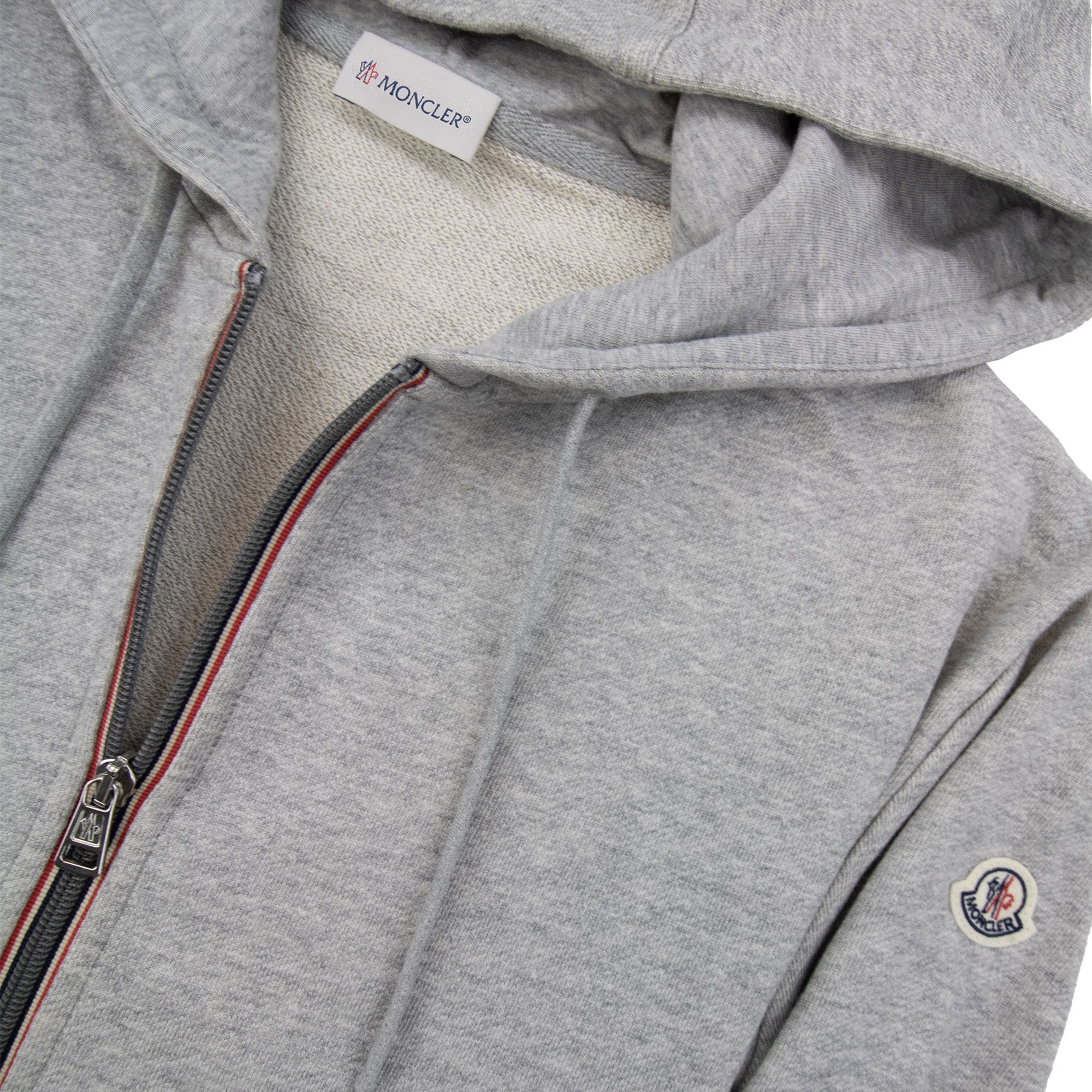 Moncler Arm Logo Basic Zip Up Hoodie Grey 910