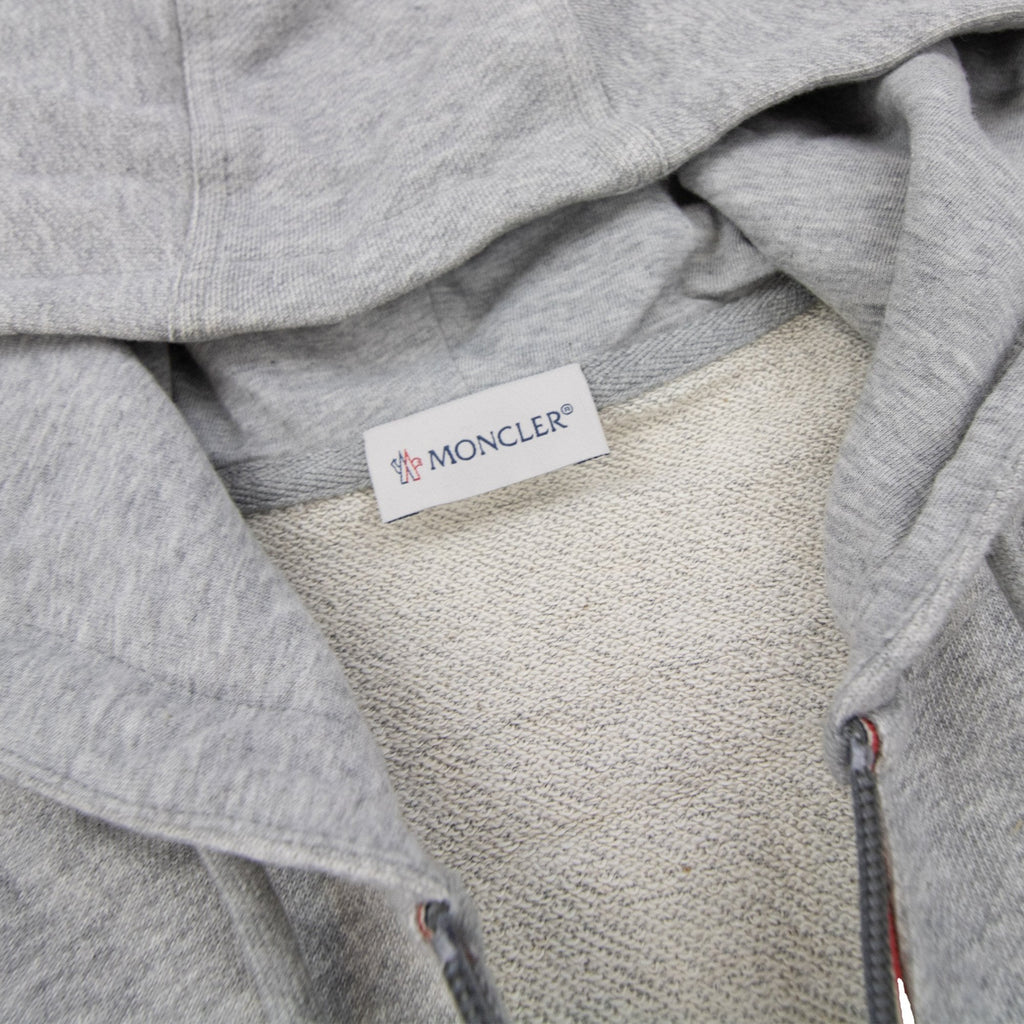 Moncler Arm Logo Basic Zip Up Hoodie Grey 910