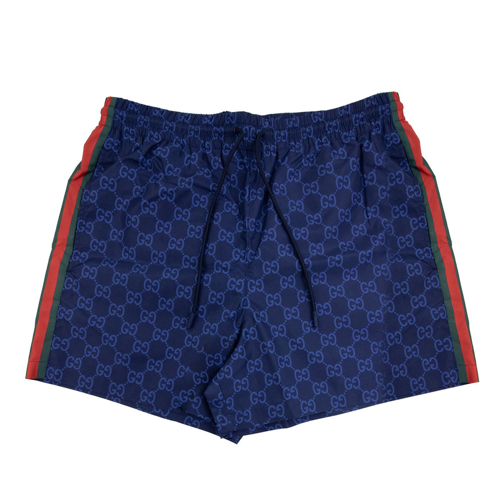 Gucci Printed Poplin Tech Swim Shorts Navy