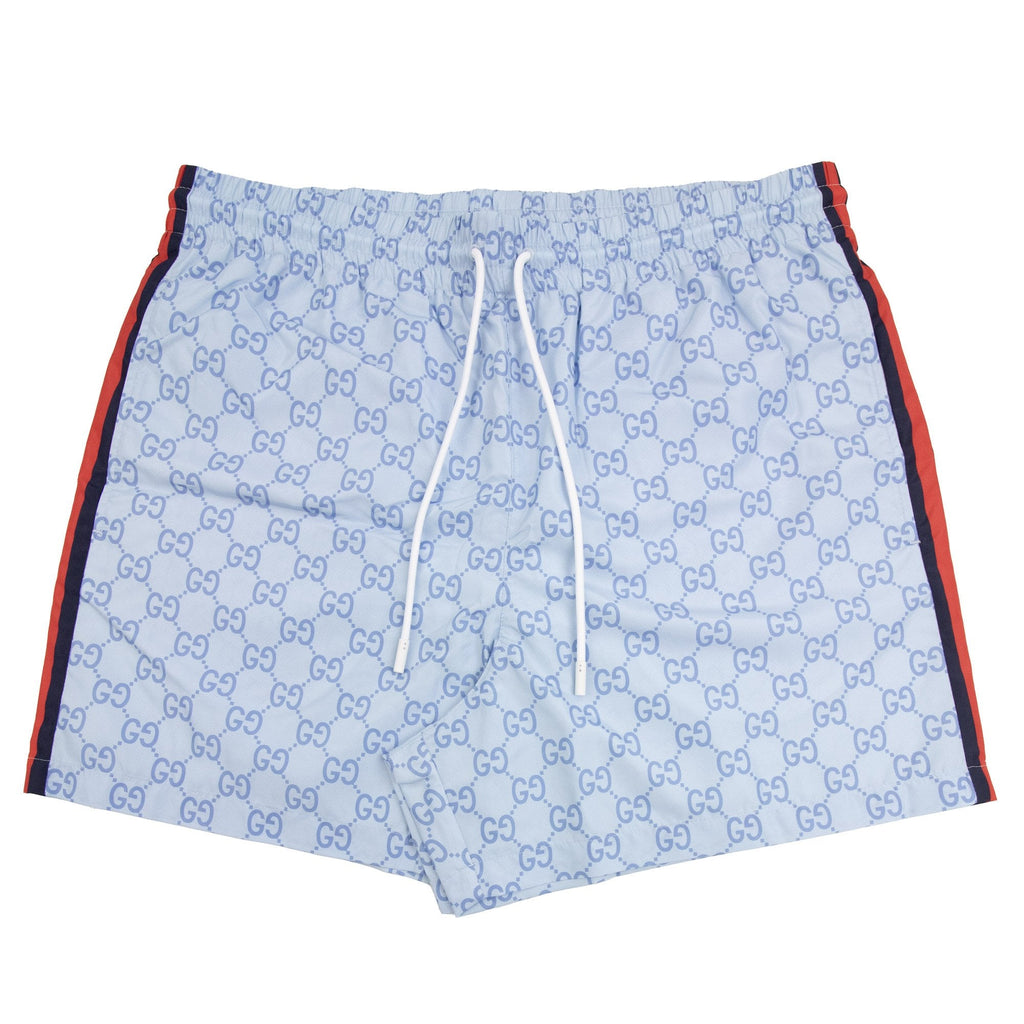 Gucci Printed Poplin Tech Swim Shorts Light Blue