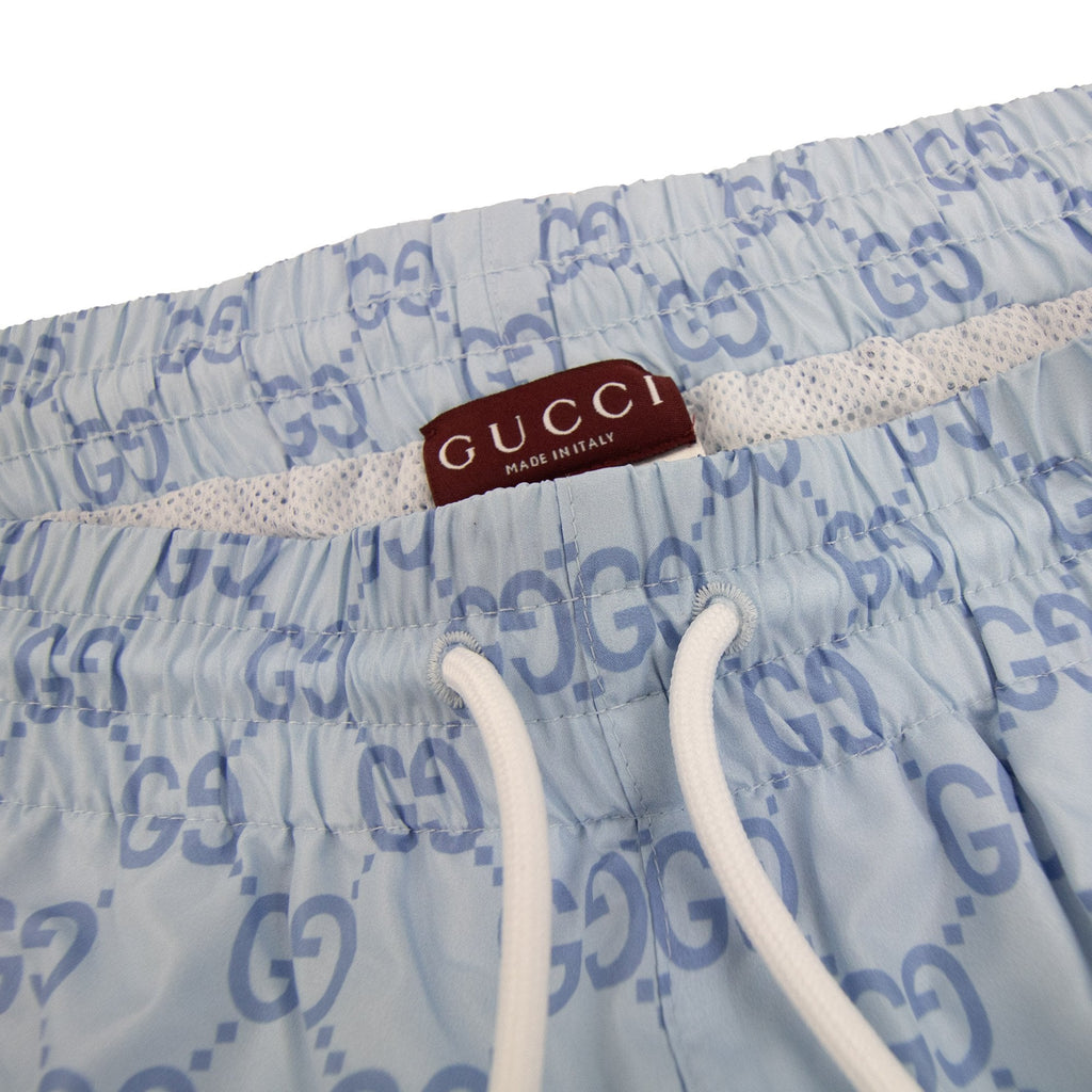 Gucci Printed Poplin Tech Swim Shorts Light Blue