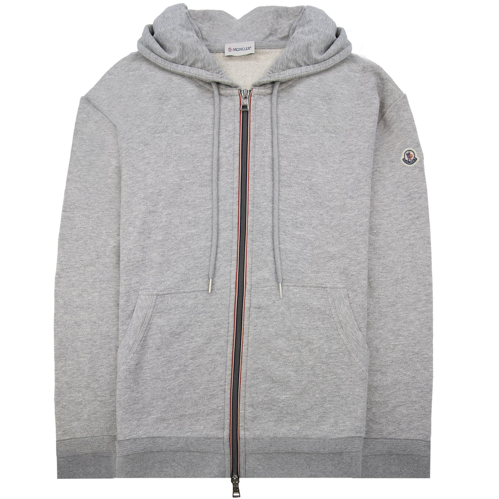 Moncler Arm Logo Basic Zip Up Hoodie Grey 910