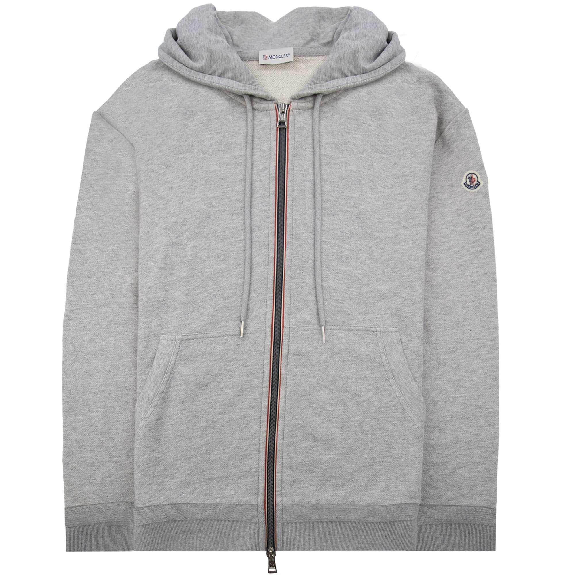 Moncler Arm Logo Basic Zip Up Hoodie Grey 910