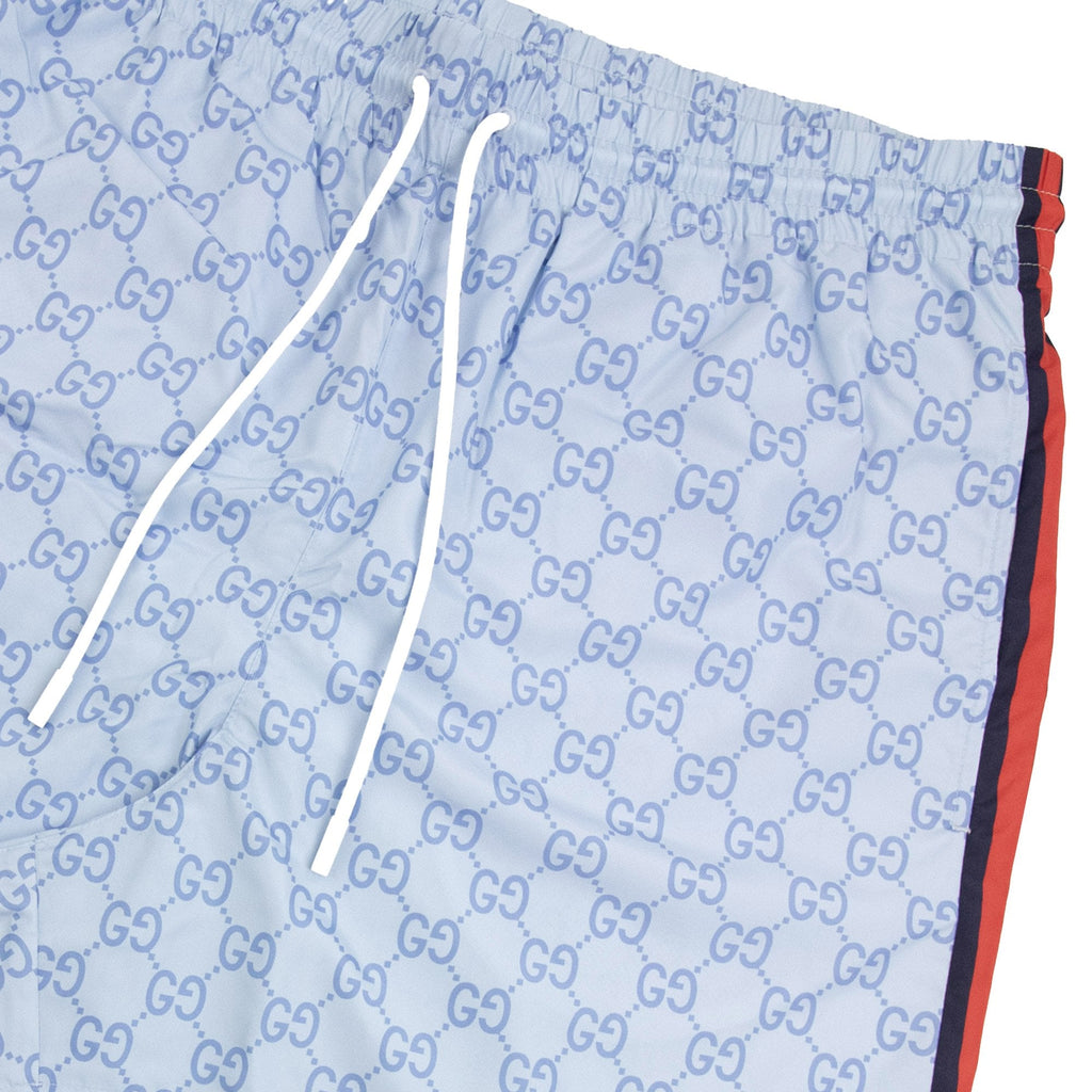 Gucci Printed Poplin Tech Swim Shorts Light Blue