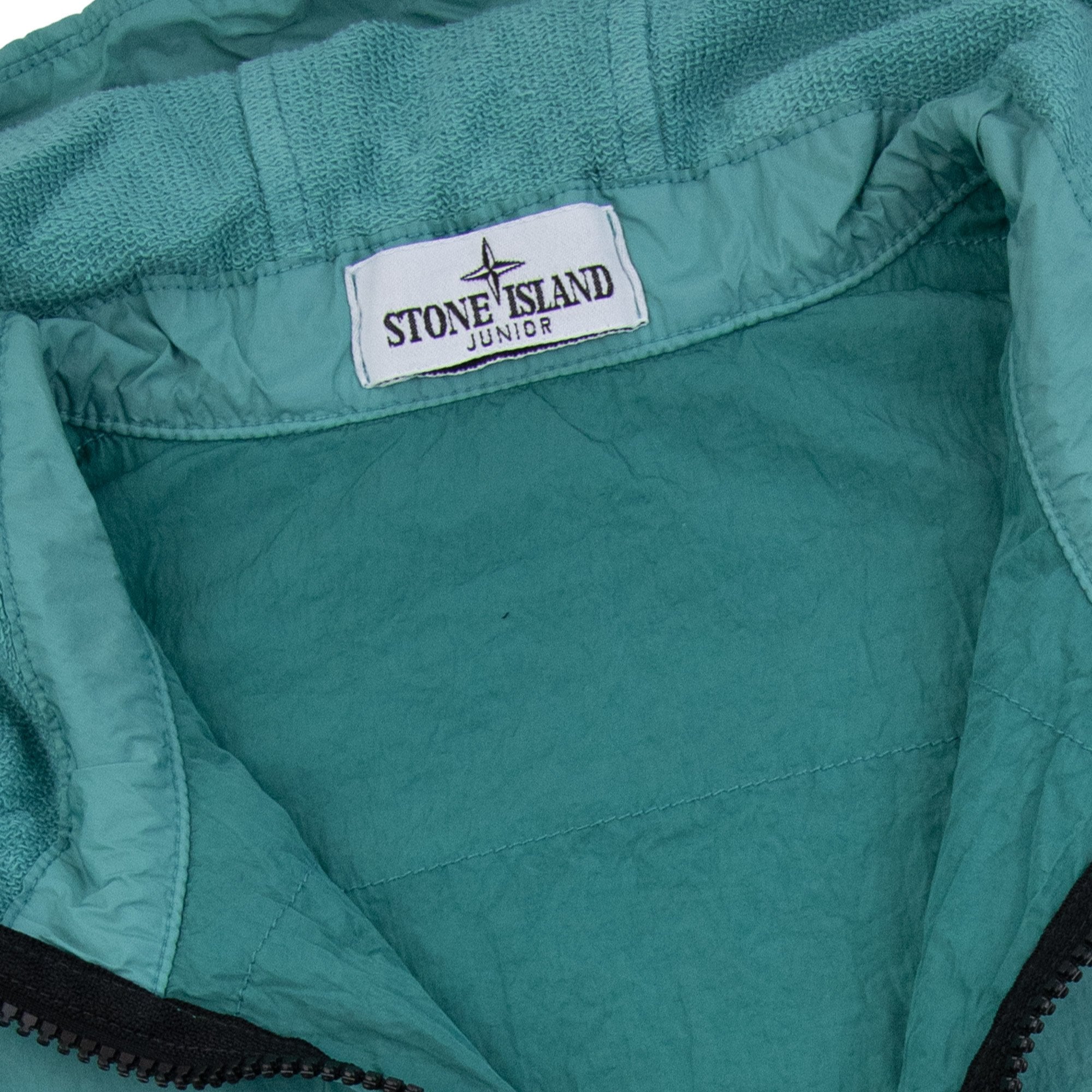 Stone Island Junior 4100010 Crinkle Reps Nylon Fleece Jacket Turquoise V0042