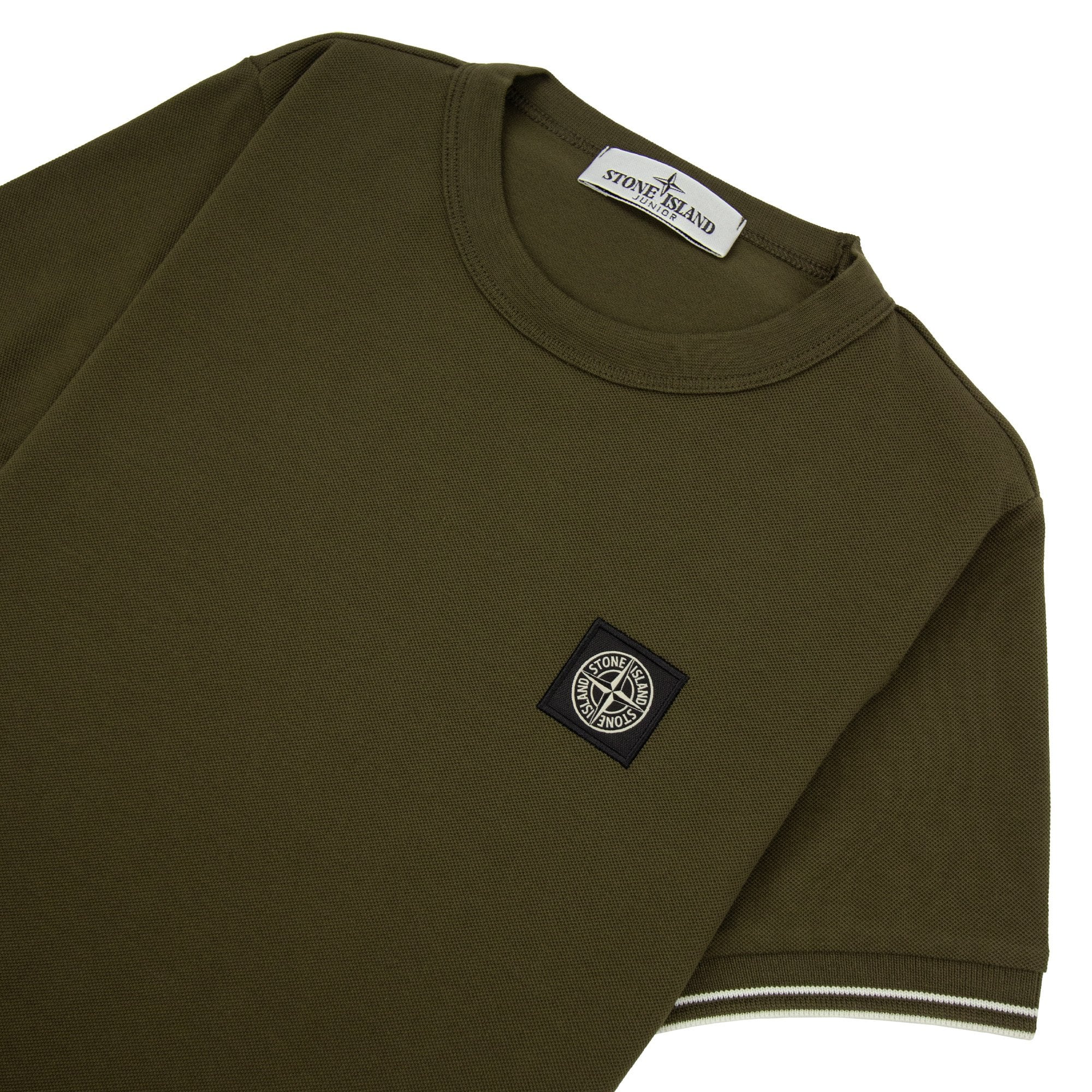 Stone Island Junior 2100001 Light Cotton Compass Patch T Shirt Khaki V0054