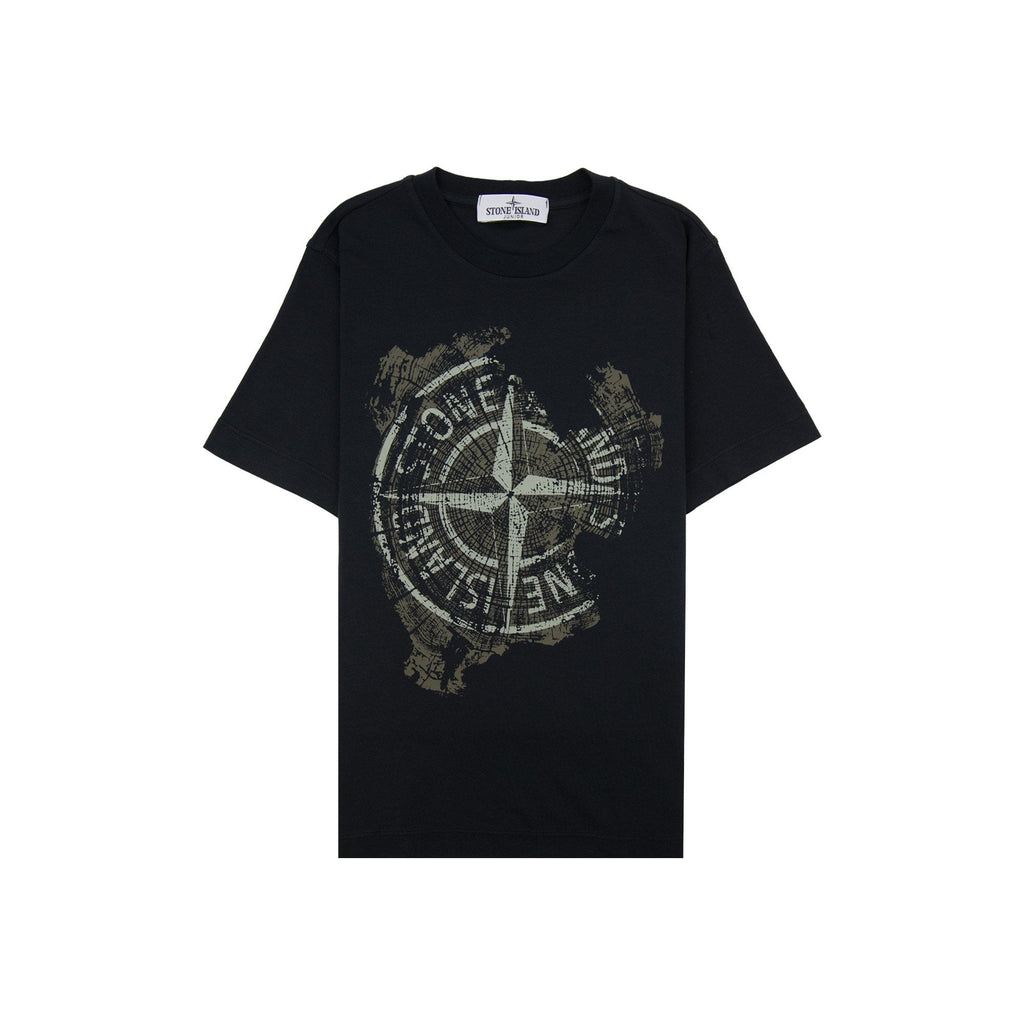 Stone Island Junior 2100010 30/1 Baobab One Print T Shirt Black V0029