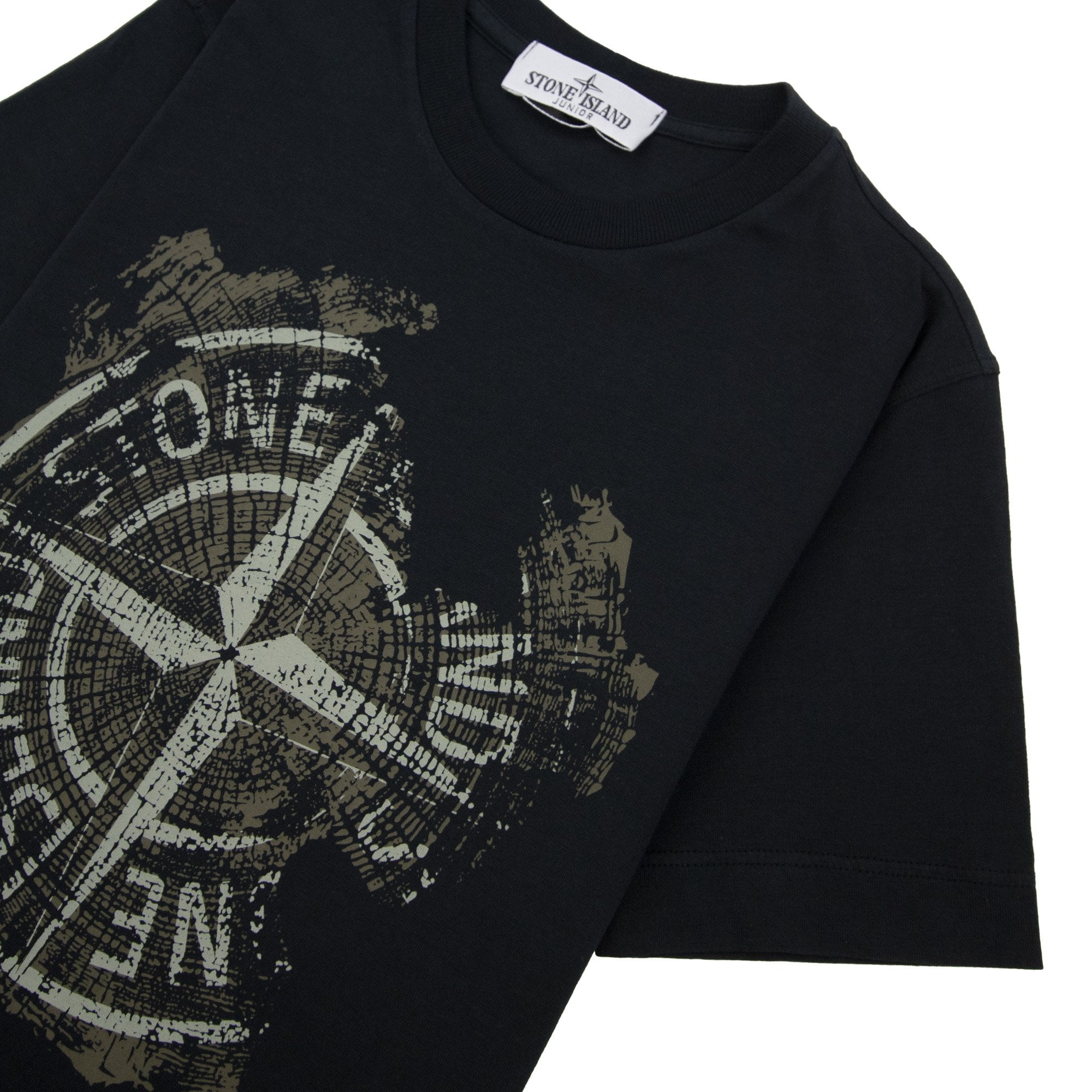Stone Island Junior 2100010 30/1 Baobab One Print T Shirt Black V0029
