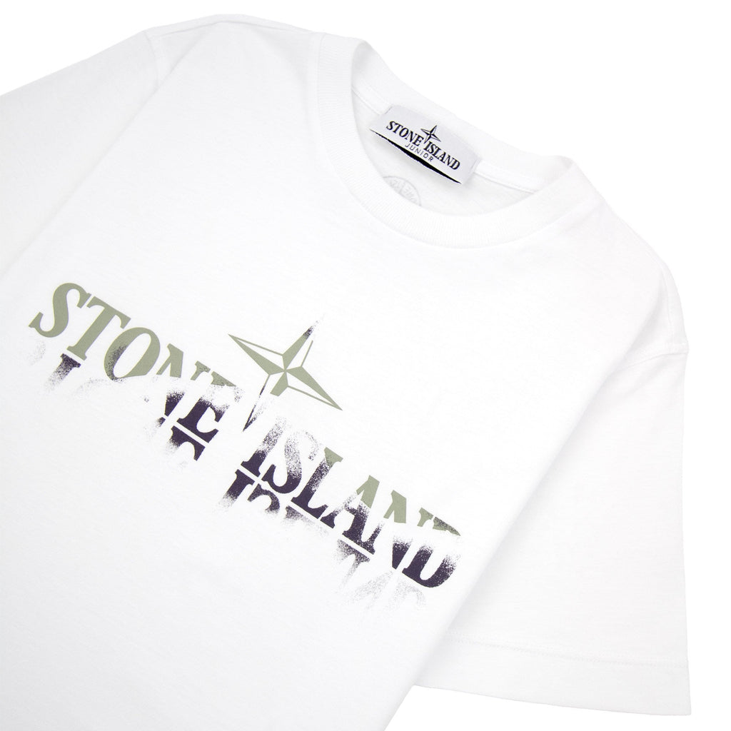 Stone Island Junior 30/1 Camo Two Print Logo T Shirt White V0001
