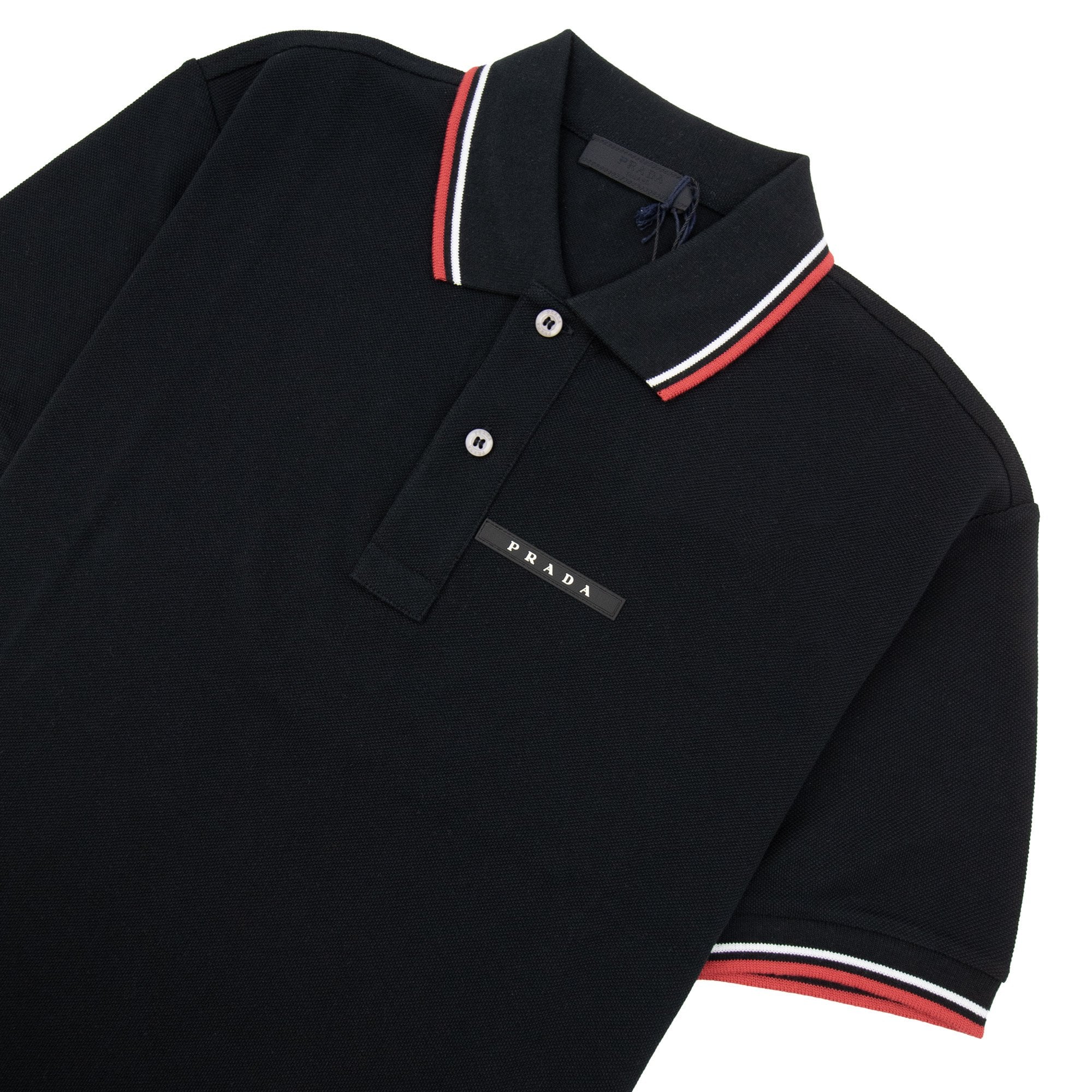 Prada Piquet Short Sleeve Polo Black