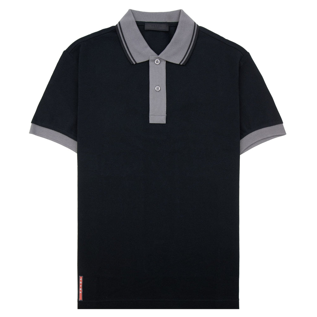 Prada Piquet Cotton Polo Black/grey