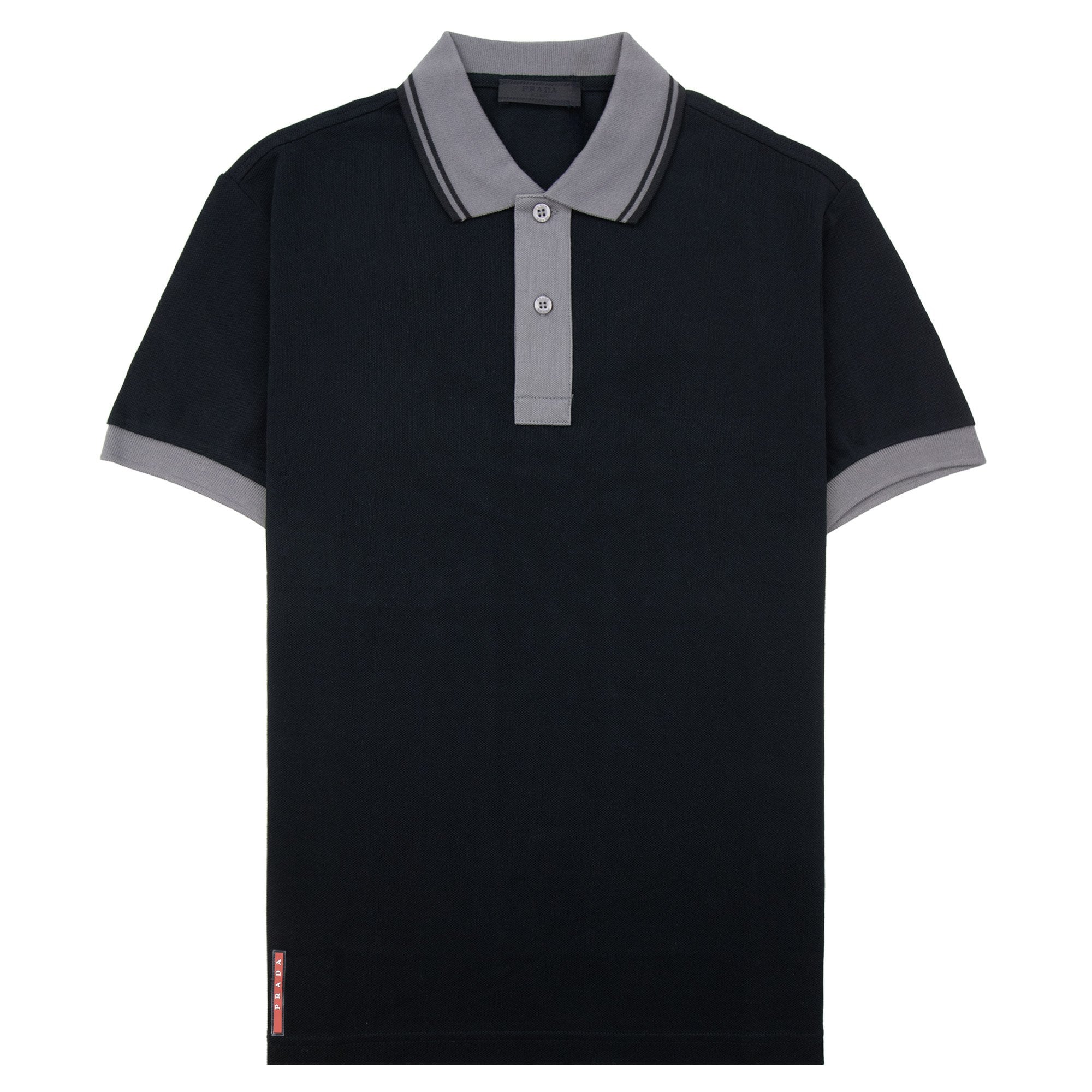 Prada Piquet Cotton Polo Black/grey