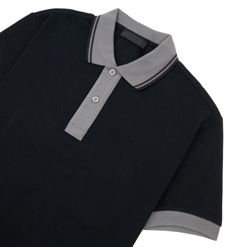 Prada Piquet Cotton Polo Black/grey