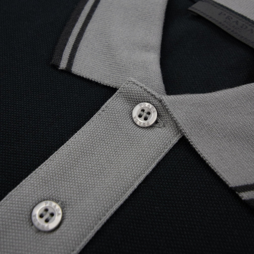 Prada Piquet Cotton Polo Black/grey