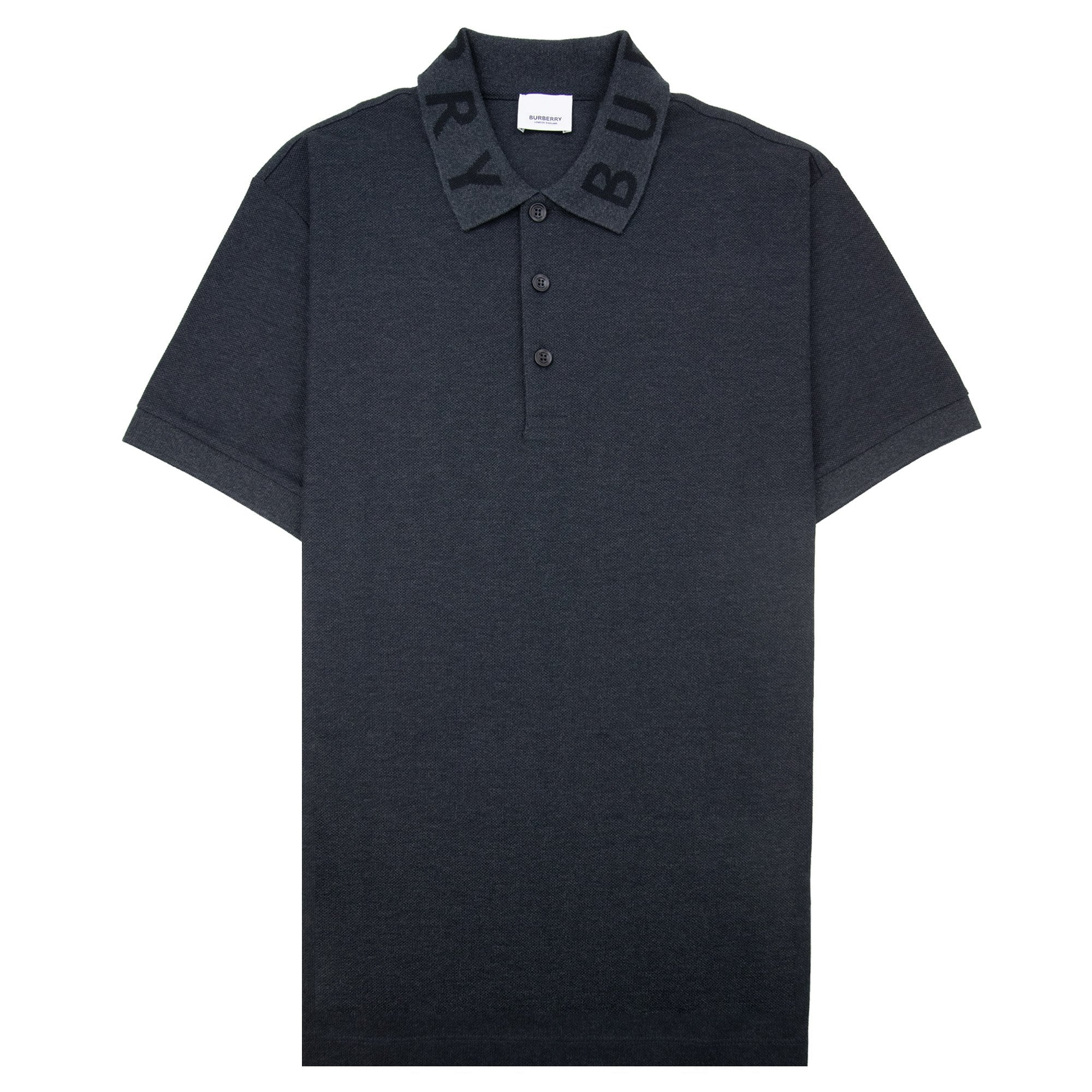 Burberry Ryland Block Collar Writing Polo Dark Grey
