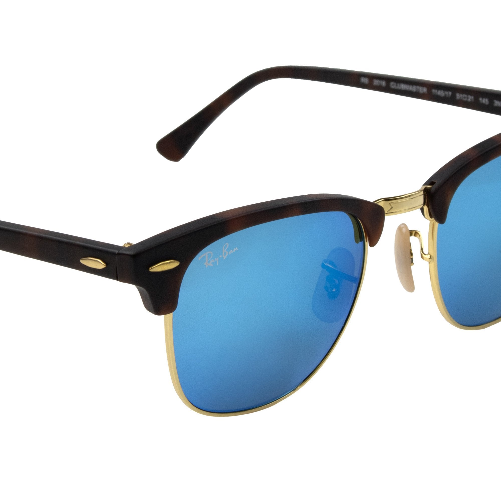Ray.ban Clubmaster Flash Lense Sunglasses Silver Blue