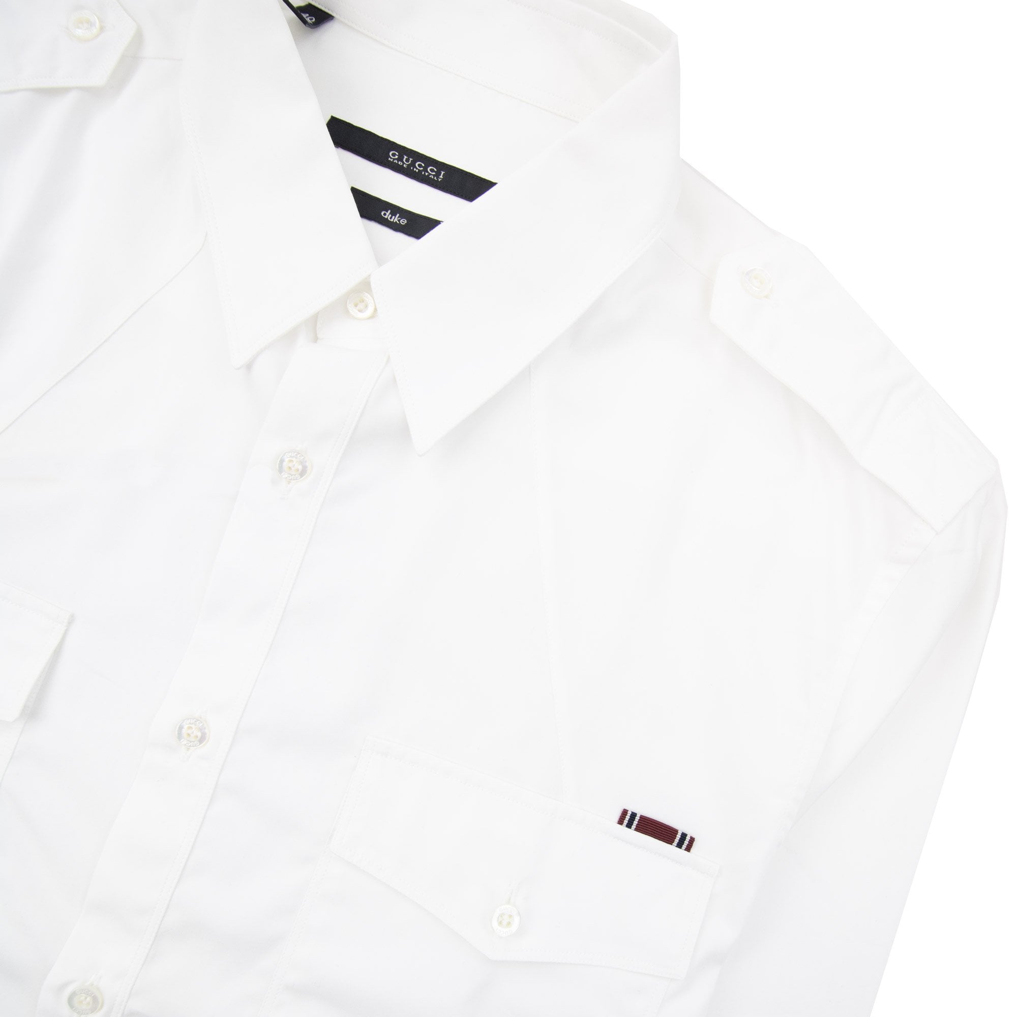 Gucci Poplin Army Shoulder Shirt White