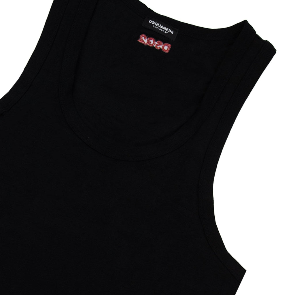 Dsquared2 Swim Shorts & Underw Embroidered Dsq2 Logo Vest Black/red
