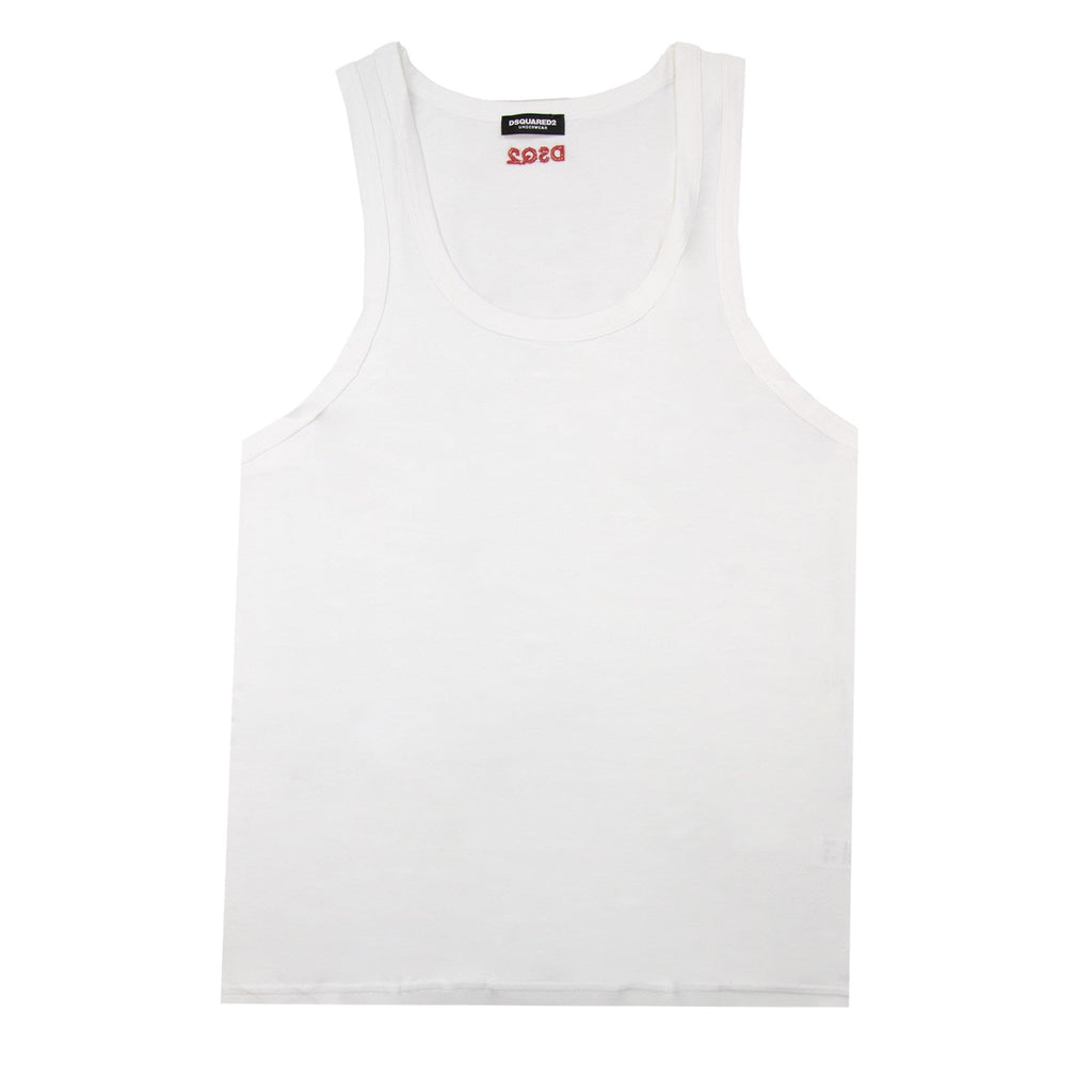 Dsquared2 Swim Shorts & Underw Embroidered Dsq2 Logo Vest White/red