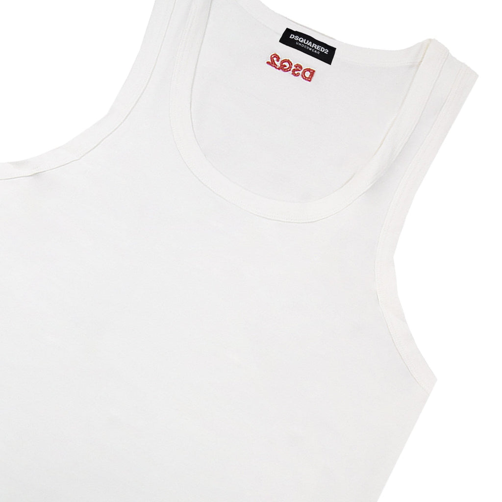 Dsquared2 Swim Shorts & Underw Embroidered Dsq2 Logo Vest White/red