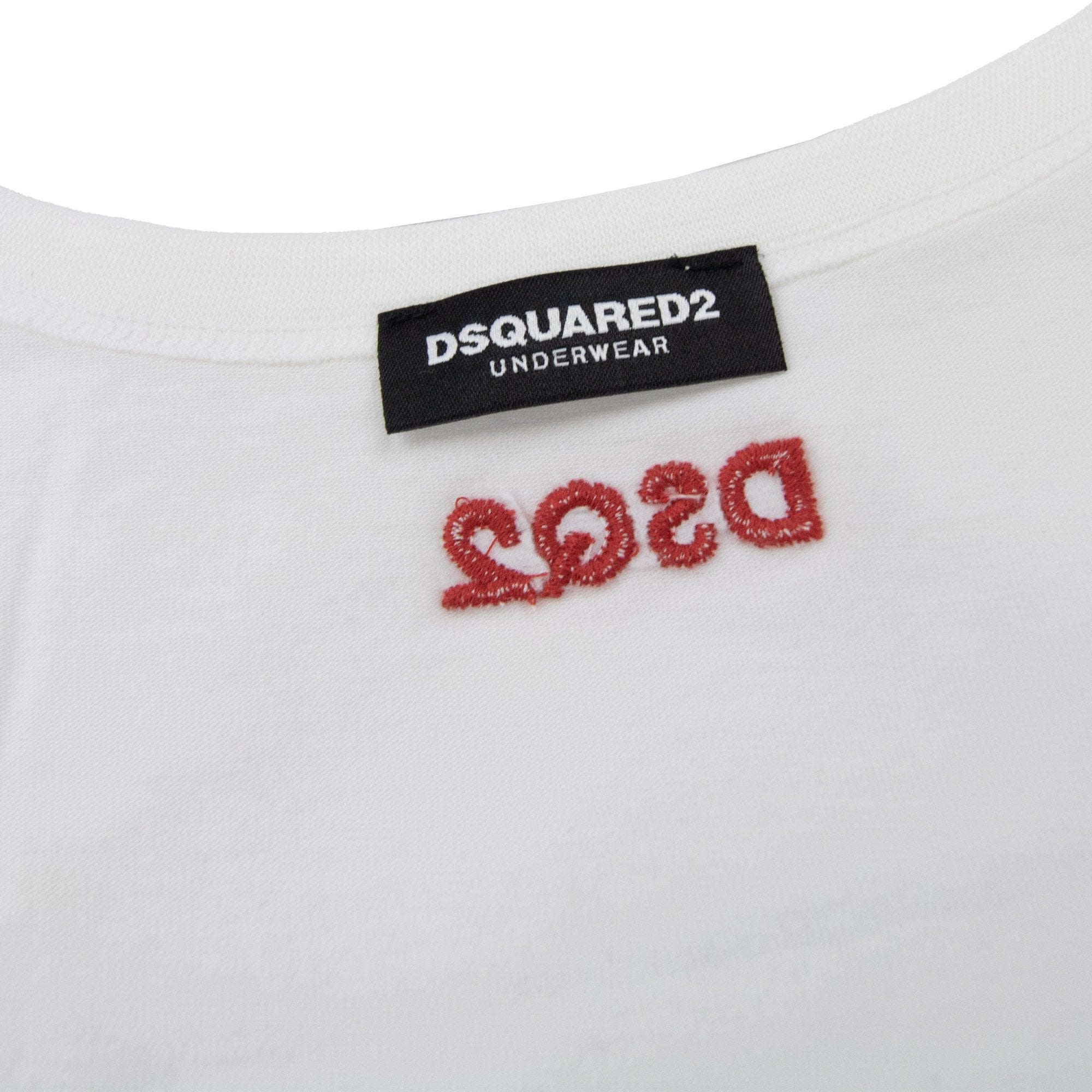 Dsquared2 Swim Shorts & Underw Embroidered Dsq2 Logo Vest White/red