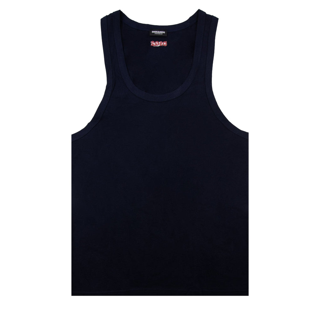 Dsquared2 Swim Shorts & Underw Embroidered Dsq2 Logo Vest Navy