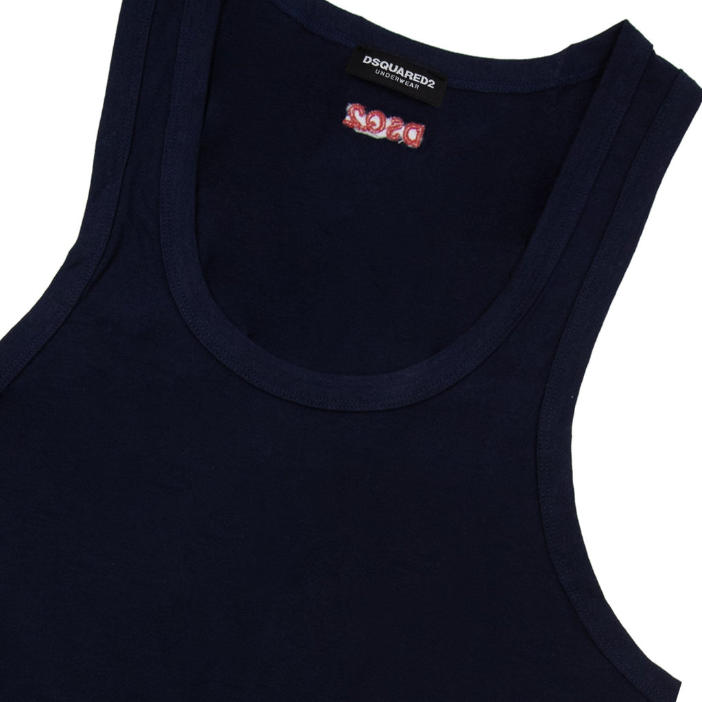 Dsquared2 Swim Shorts & Underw Embroidered Dsq2 Logo Vest Navy