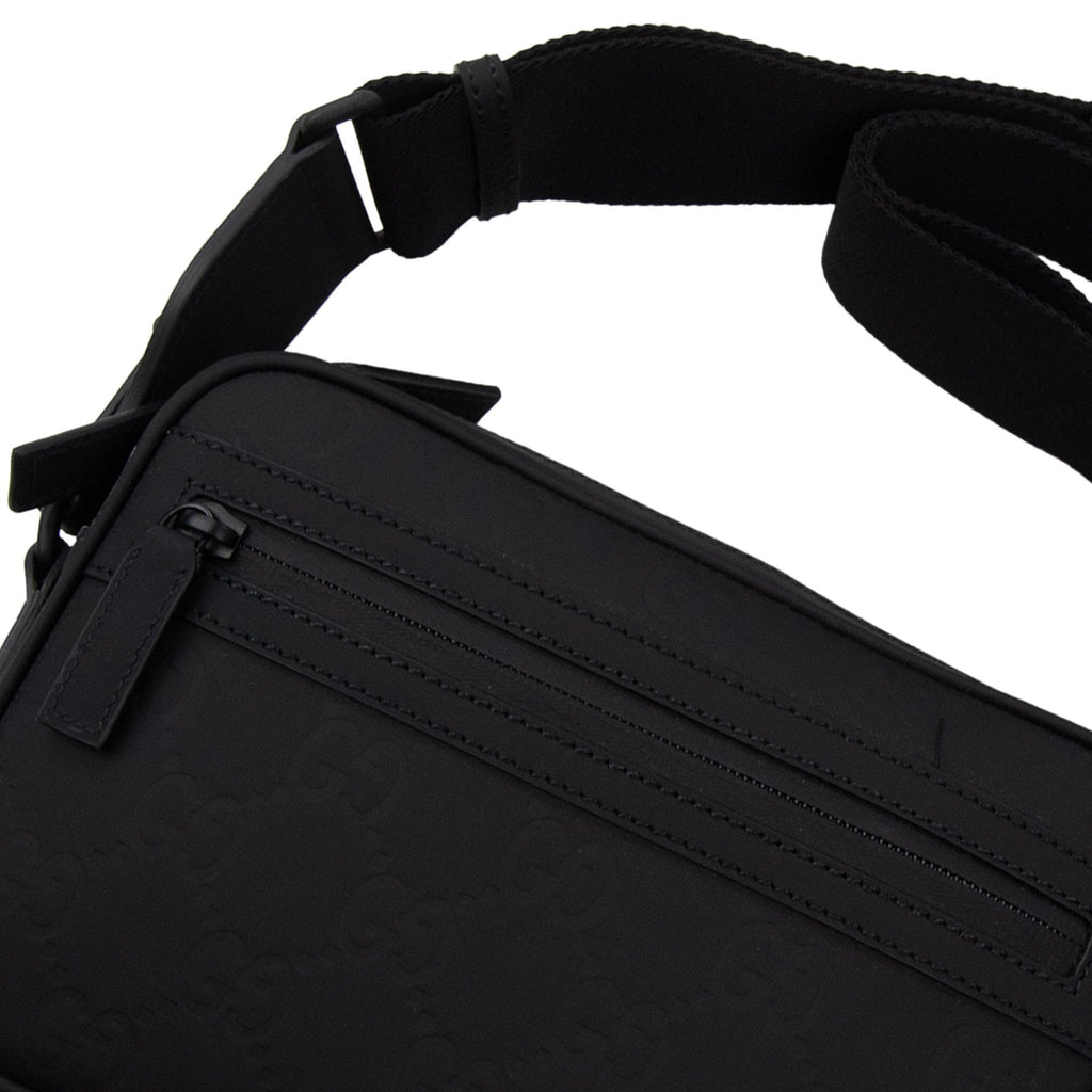 Gucci Rubberised Leather Crossbody Bag Black