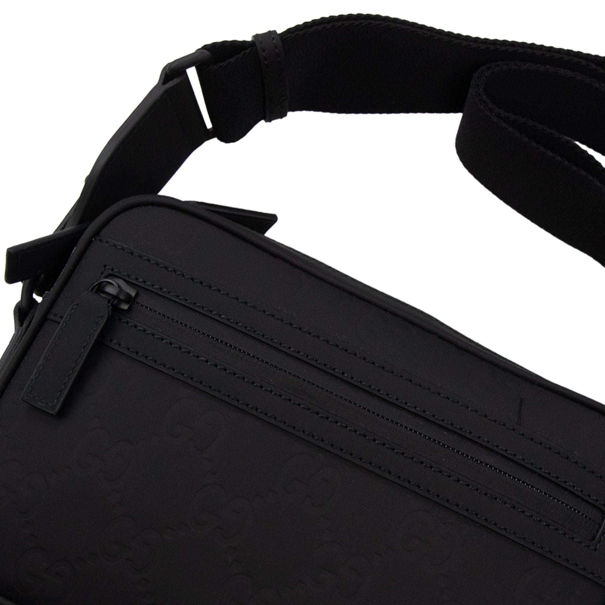 Gucci Rubberised Leather Crossbody Bag Black