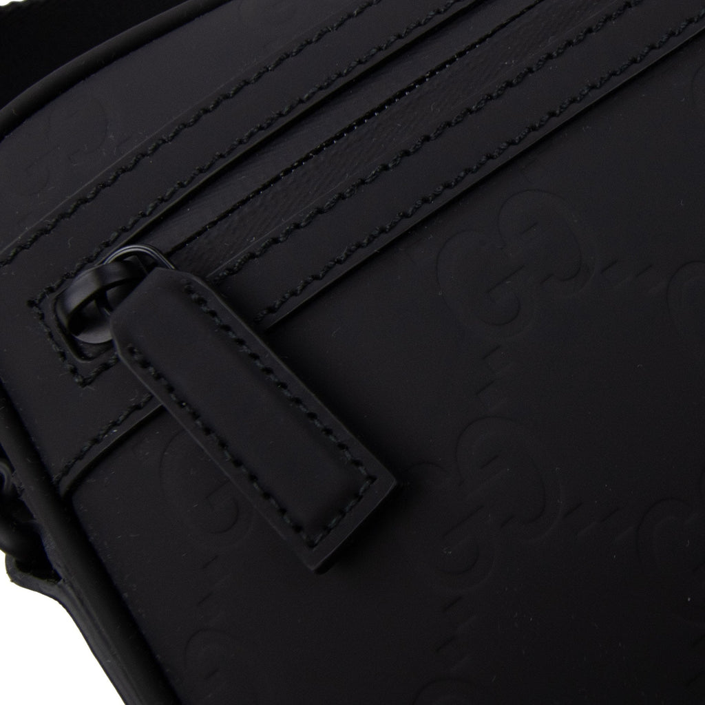 Gucci Rubberised Leather Crossbody Bag Black
