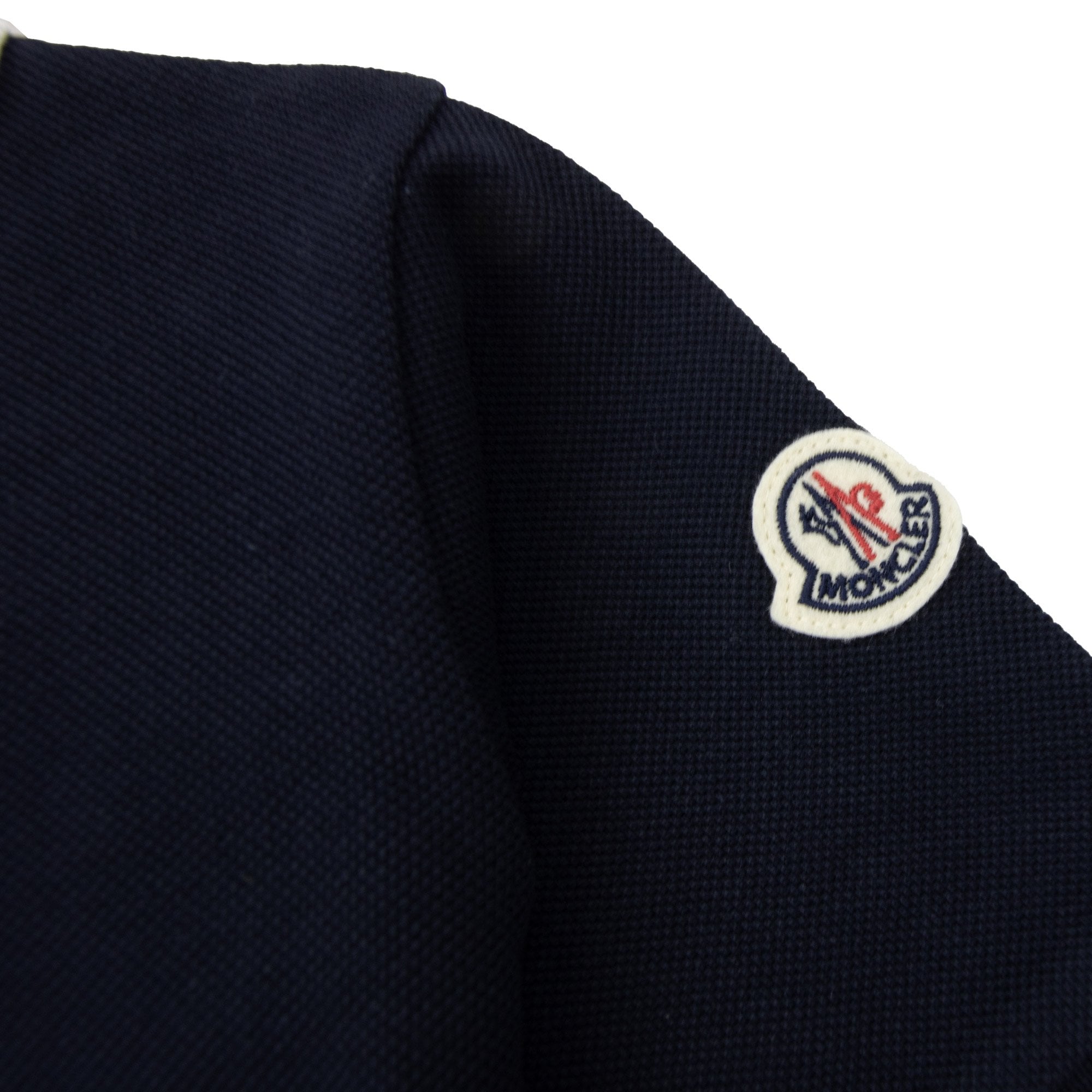 Moncler Junior Tricolor Trimmed Cotton Polo Navy 778
