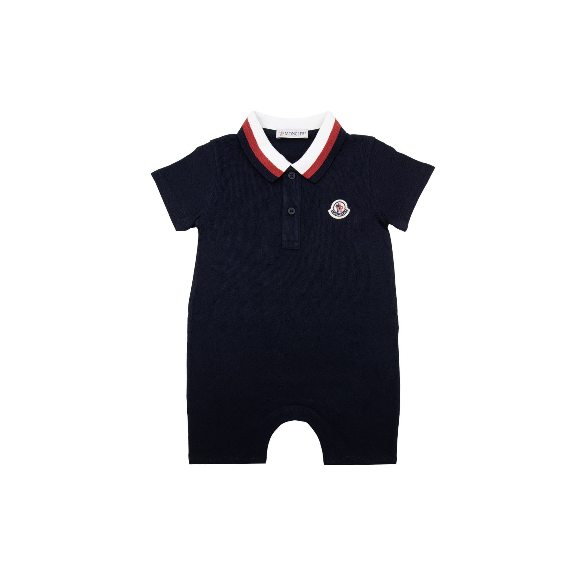 Moncler Junior Tutina Trimmed Cotton Romper Navy 776