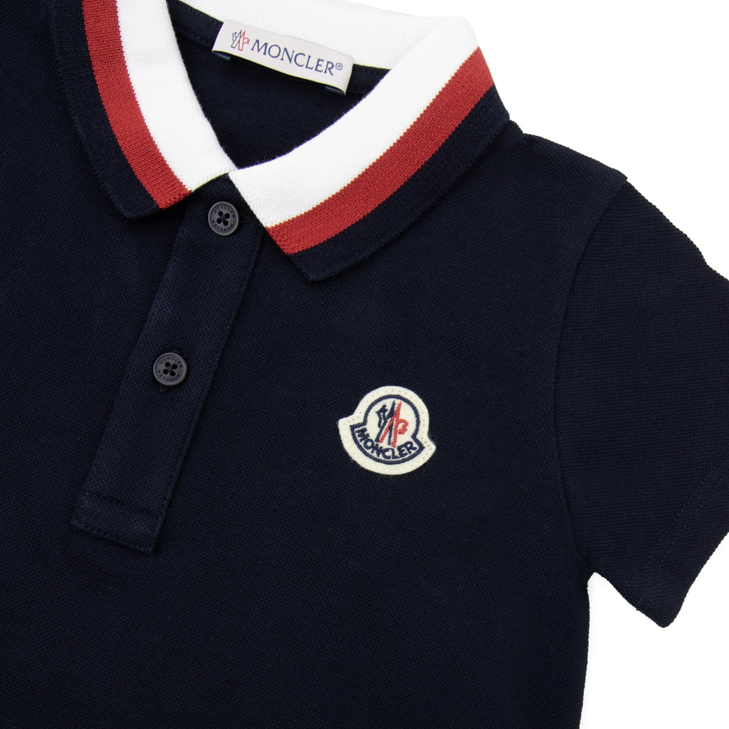 Moncler Junior Tutina Trimmed Cotton Romper Navy 776