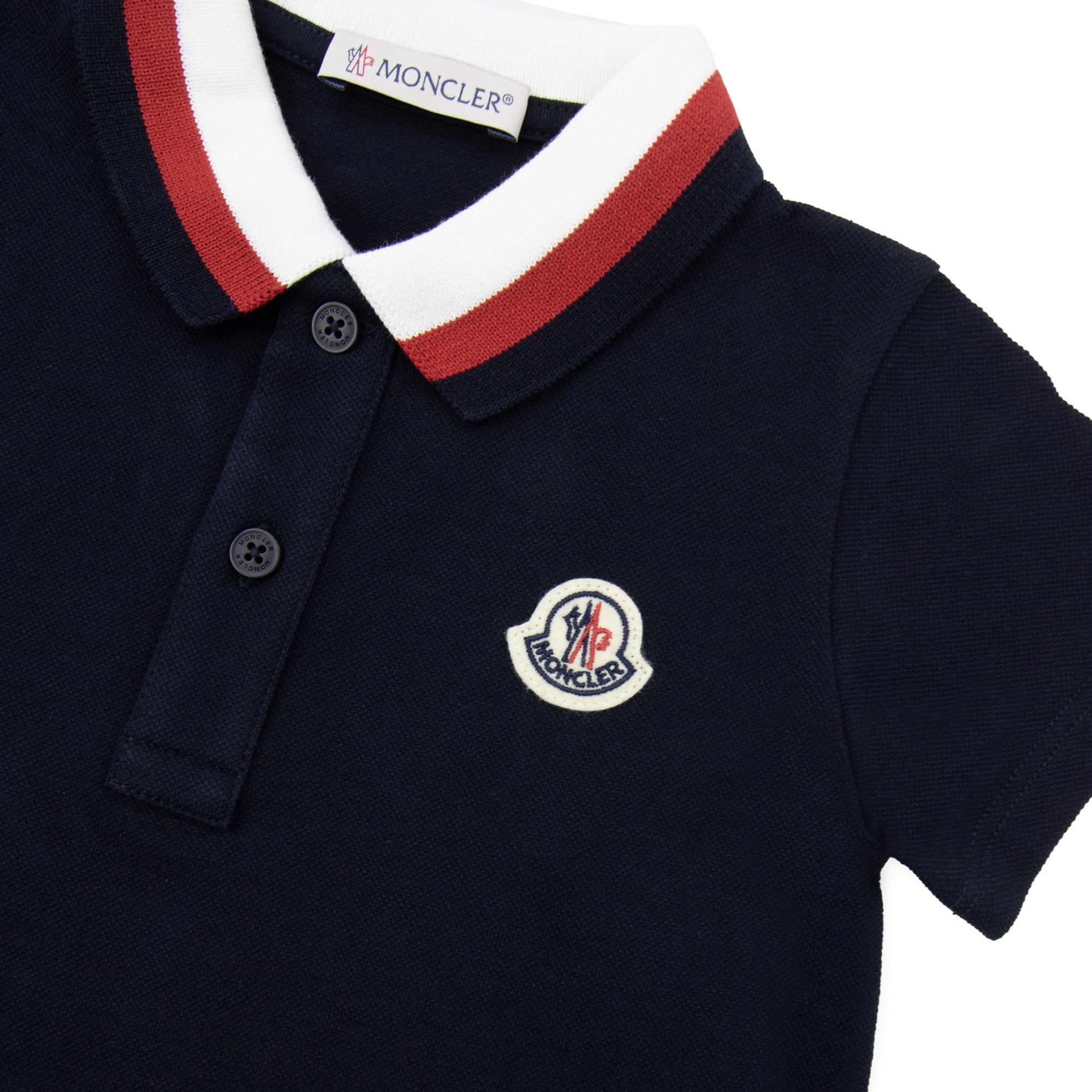 Moncler Junior Tutina Trimmed Cotton Romper Navy 776