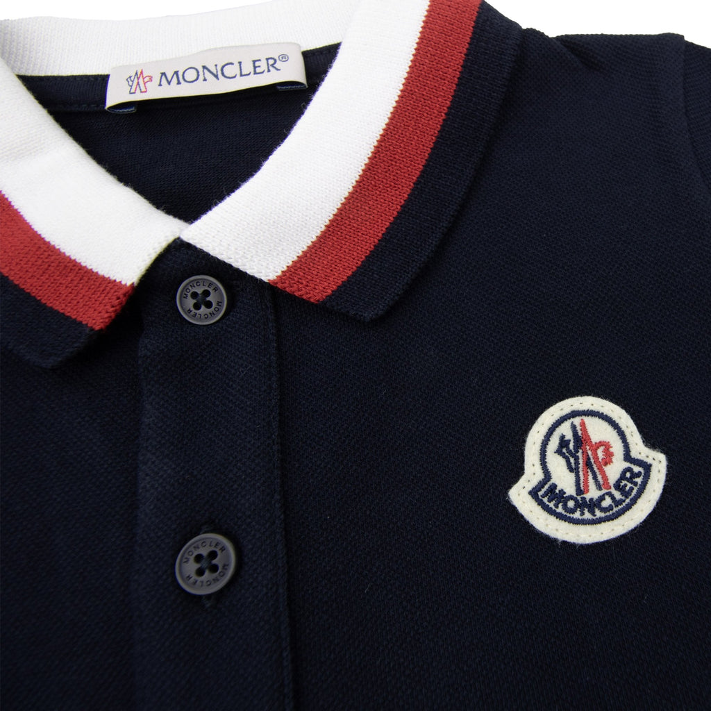 Moncler Junior Tutina Trimmed Cotton Romper Navy 776