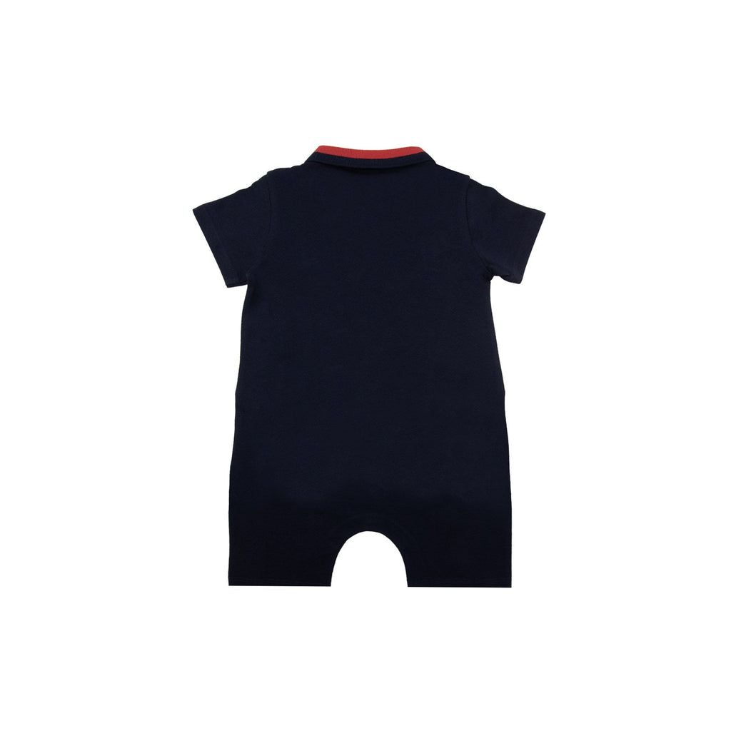 Moncler Junior Tutina Trimmed Cotton Romper Navy 776