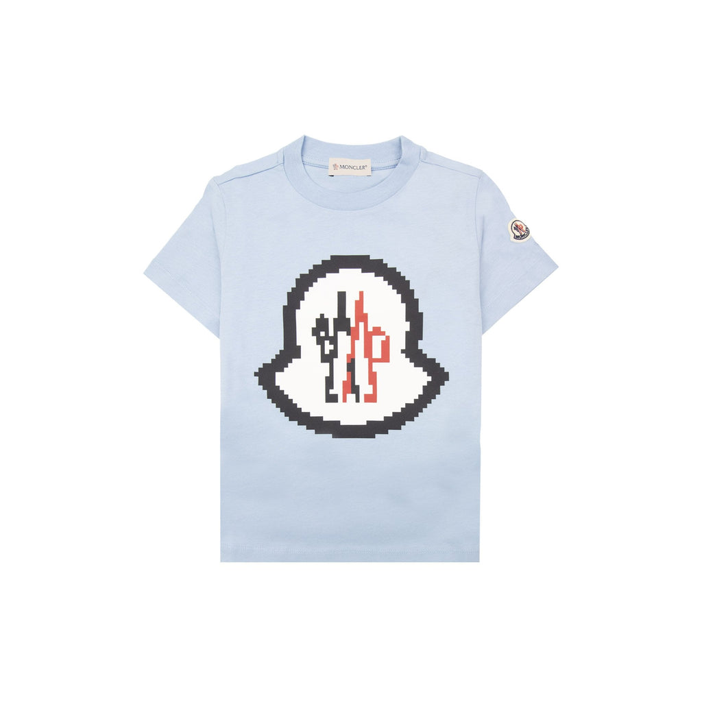 Moncler Junior Logo Motive T Shirt Light Blue 71p