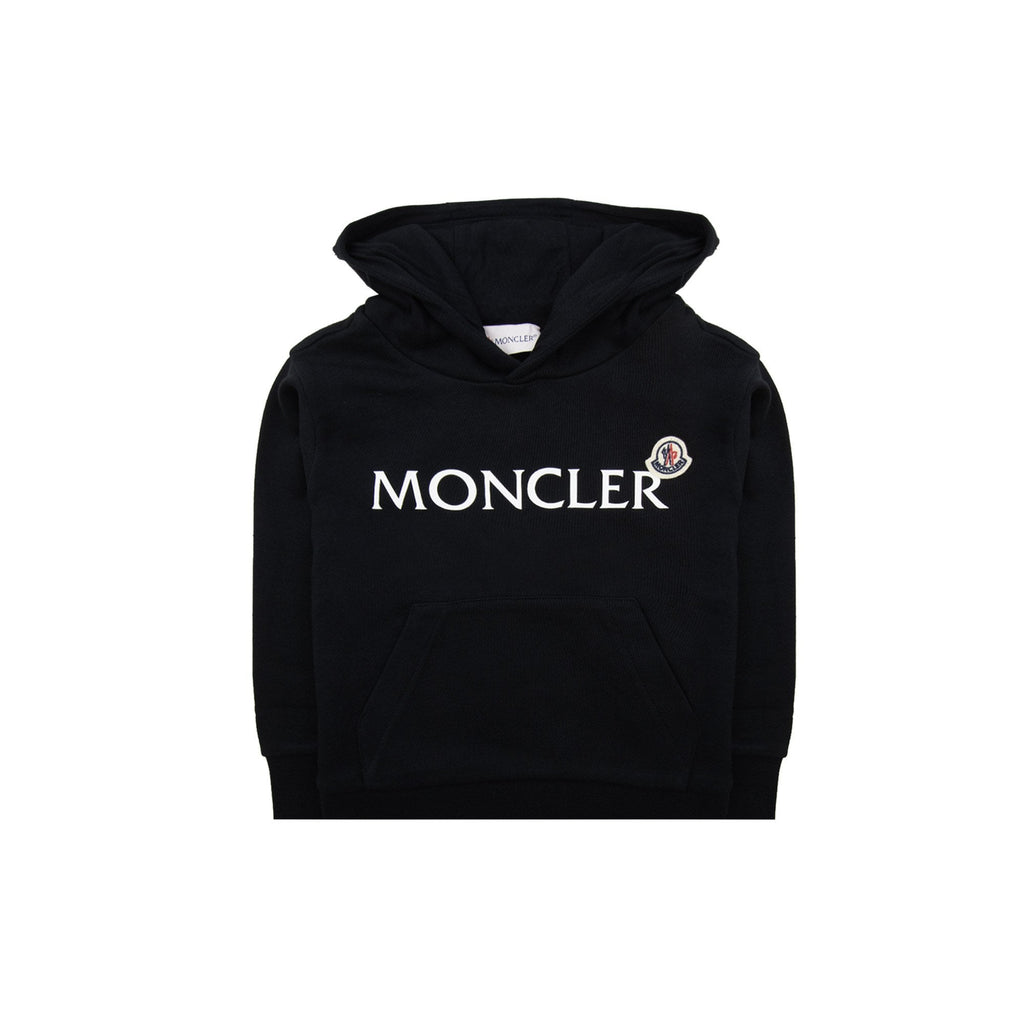 Moncler Junior Logo Printed Hoodied Sweatshirt Black 999