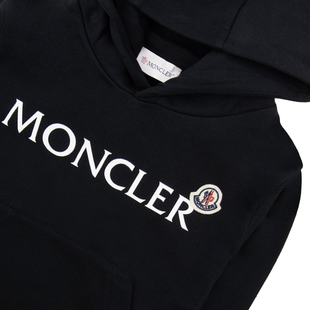 Moncler Junior Logo Printed Hoodied Sweatshirt Black 999