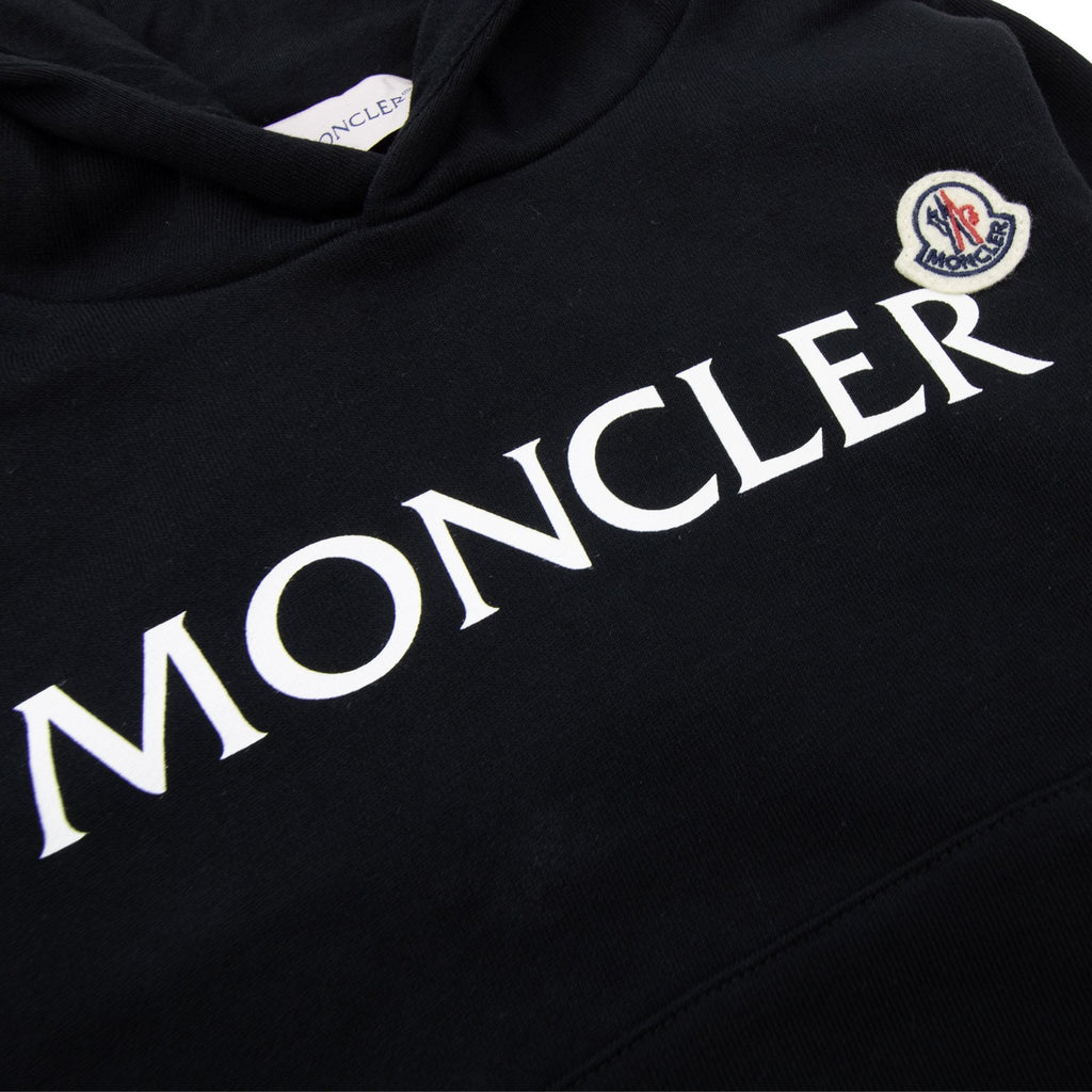 Moncler Junior Logo Printed Hoodied Sweatshirt Black 999