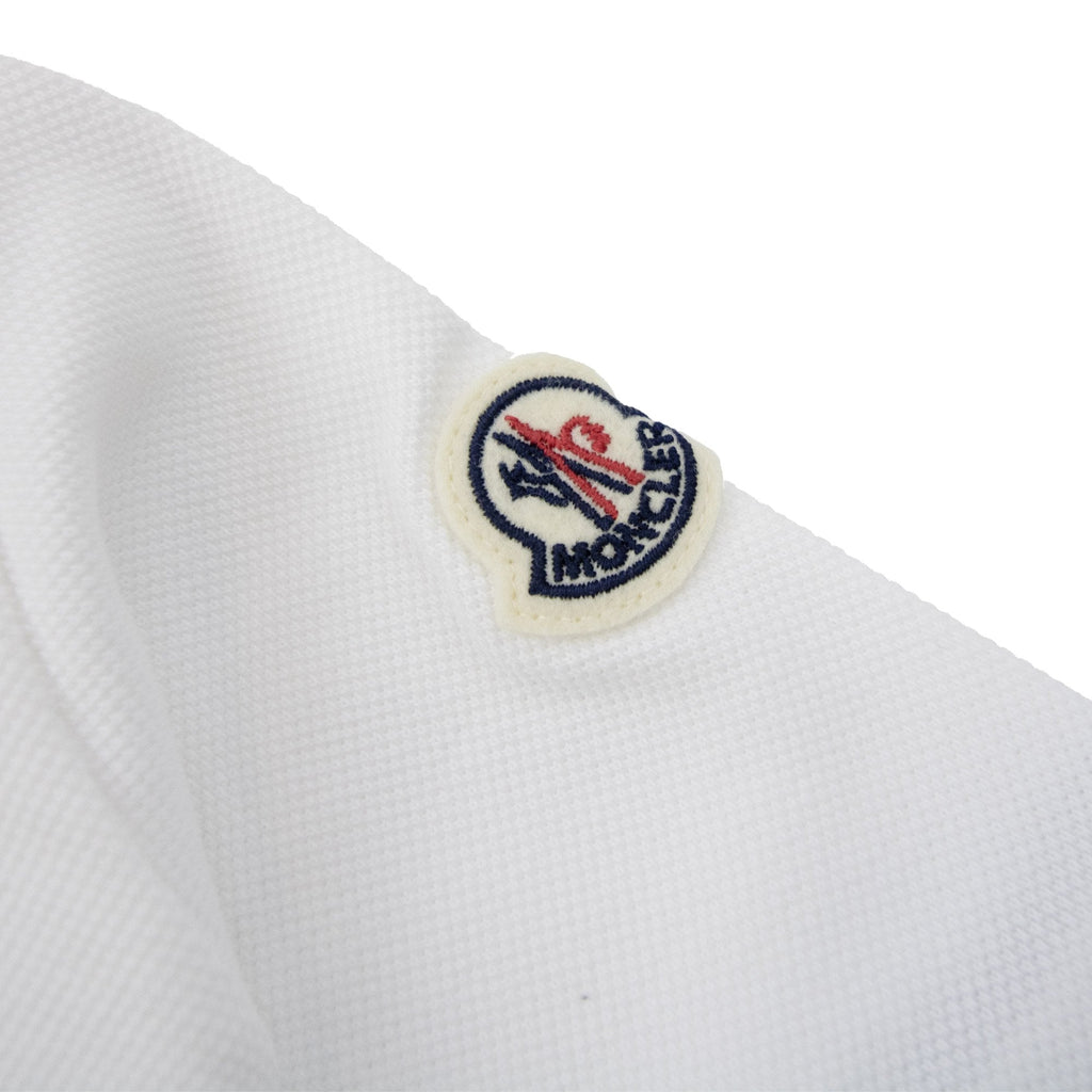 Moncler Junior Tricolor Trimmed Cotton Polo White 034