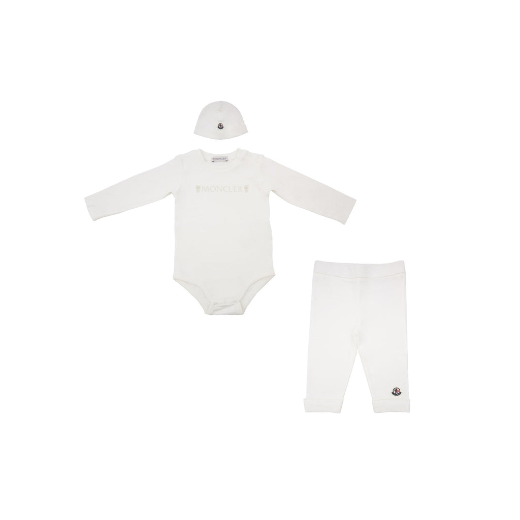 Moncler Junior Teddy Bear Logo Cotton Set White F02