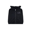 Cp Company Undersixteen U16 Diagonal Fleece Goggle Hooded Sweatshirt Black 999